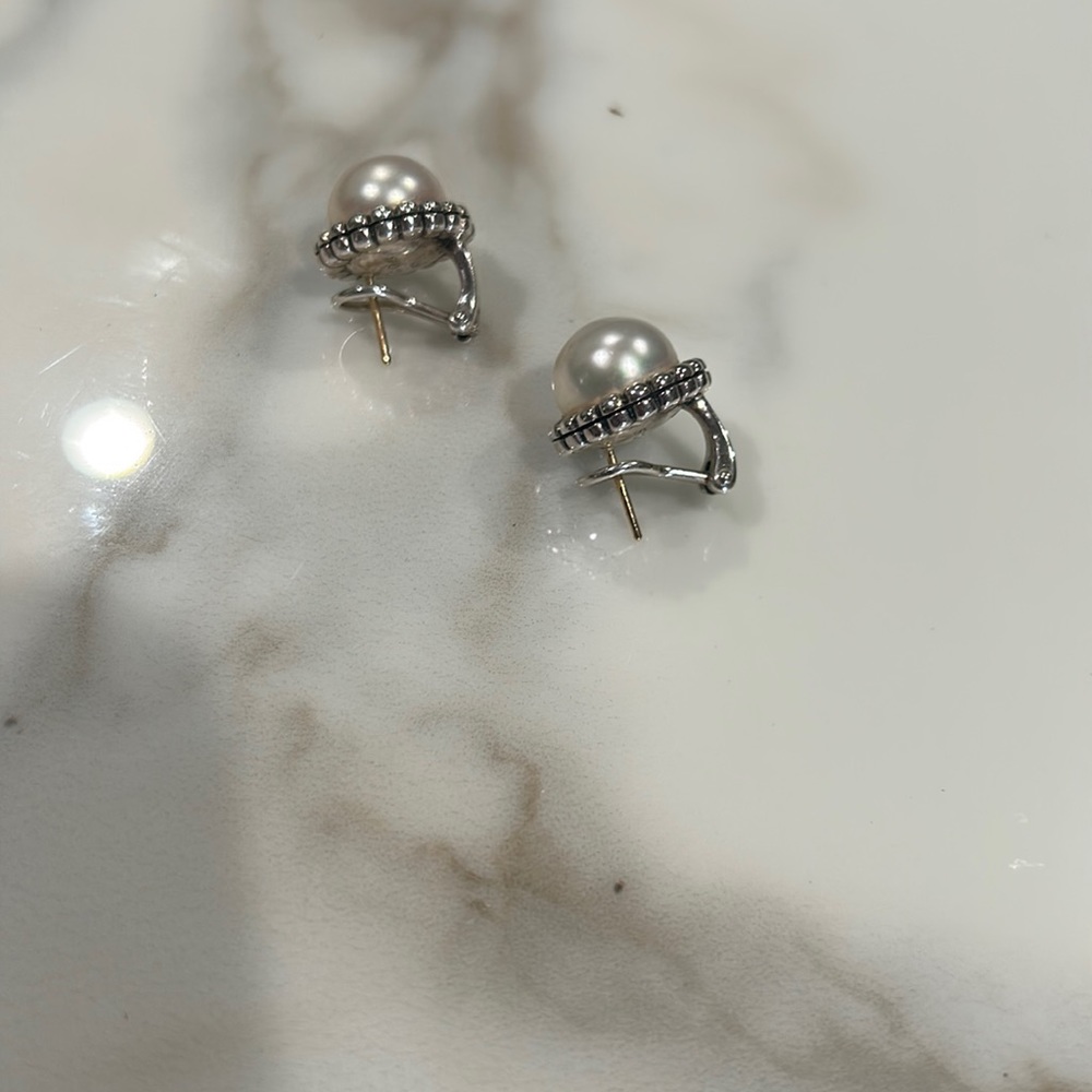 Lagos sterling and pearl earrings